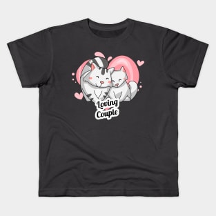 Loving Couple Cute Cat Couples Love Kids T-Shirt